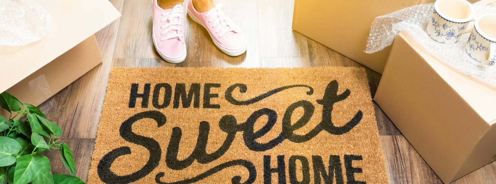 home sweet home doormat in a new house